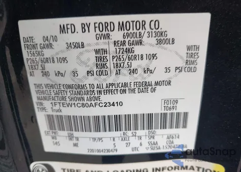 2010 Ford F-150 Fx2 Sport/Xl/Xlt from USA, damaged, VIN 1FTEW1C80AFC23410